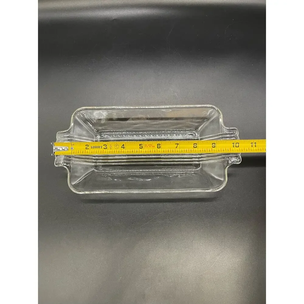 Vintage Ribbed Clear Glass Butter Dish *NO LID MCM 10